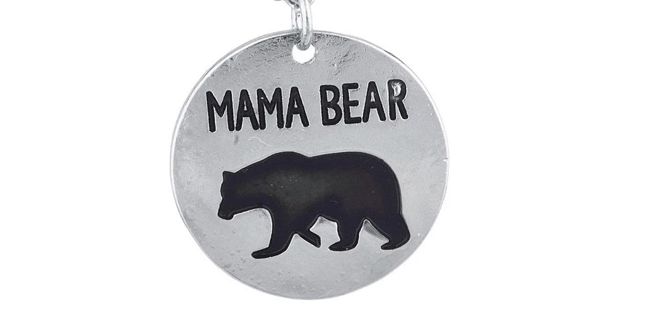925 纯银 20 英寸项链 MAMA BEAR MOM 吊坠女性动物吊饰字 — 第 1/4 张图片