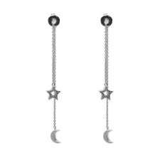  nOir Jewelry Carol Star and Moon Swinger Earrings Rhodium (Brand New)