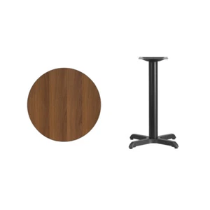 24" Round Walnut Laminate Table Top With Base - Table Height Restaurant Table - Picture 1 of 3