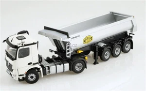 for NZG for Benz Arocs 4x2 for Meiller tipping semi trailer white 1/50 Model - Picture 1 of 6