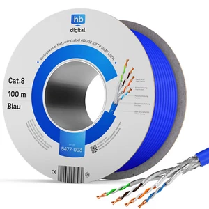 100m CAT 8.1 KUPFER 2000MHz Netzwerkkabel Verlegekabel AWG22 Daten Installation - Afbeelding 1 van 10