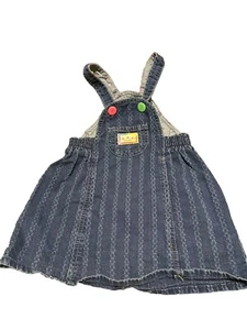OshKosh Vintage Girls Jean dress jumper neon 1980’s 1990’s made in USA 4T - Picture 1 of 6