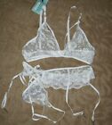 LIDO GIRL Sexy Lace Teddy Sleepwear 3PC Cami-Garter Belt-Thong White Med #WC41