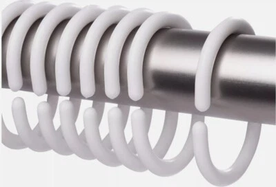 CROYDEX (WICKES PACKAGING ) 24 x Croydex Shower Curtain Rings White Plastic Bathroom Loop Clips C-Rings