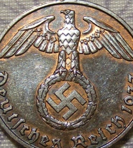 Third Reich Germany  WW2-Era 1 Reichspfennig (Pfennig) Bronze Coin Genuine !!!! - Picture 1 of 3