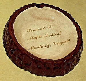MAPLE FESTIVAL ASHTRAY MONTEREY VIRGINIA RITA BETSY DUNLAP CERAMICS TREE TRUNK* - Picture 1 of 7