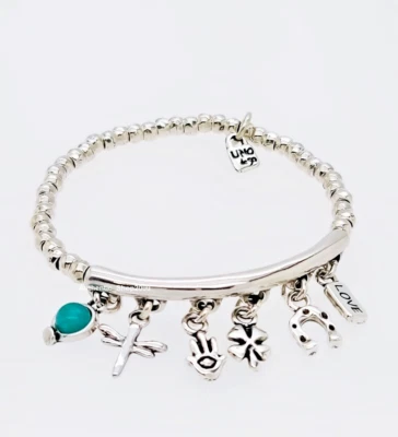 NUEVO 100% UNO de 50 Marca Plata Emociones LuckyKeys Cristal Azul Dije Pulsera Foto 1 de 4