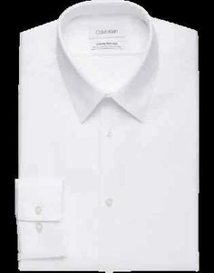 Calvin Klein Men's Slim-Fit Long Sleeve Dress Shirt, White, 15 32/33. - Picture 1 of 1