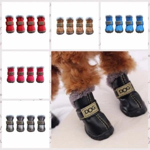 Botas impermeables para nieve para mascotas cálidas invierno mascotas perros zapatos para 4 piezas/juego invierno - Imagen 1 de 17