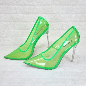 PVC Jelly Translucent High Heel Pointy Toe Stiletto Pumps Shoes Green Baker - Picture 1 of 8