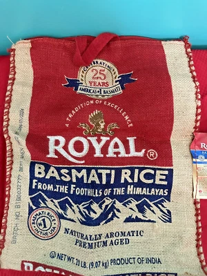 Bolsa de arroz Royal Basmati vacía bolsa de saco 20 lb cremallera mango superior resistente cada una Foto 1 de 4