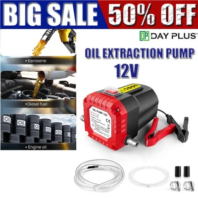 12V PORTABLE ELECTRIC FUEL DIESEL FLUIDS TRANSFER PUMP CLIP ON BATTERY - Image 1 of 4