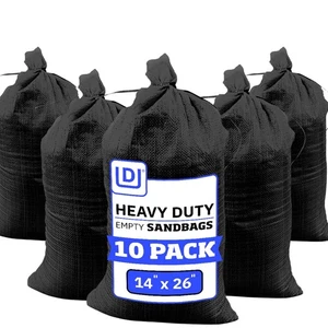 Bolsas de arena de alta resistencia DURASACK con cuerdas de amarre tejidas vacías 10 bolsas de arena, negras  - Imagen 1 de 8