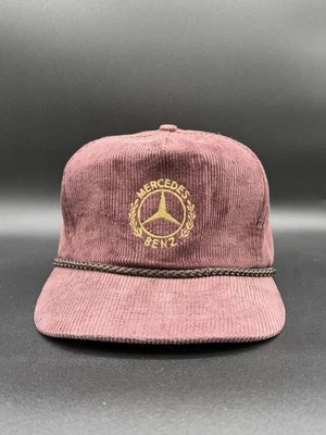 Vintage 1990s Rare Calhead Mercedes Benz Corduroy ZipBack Hat Cap Brown/Gold - Image 1 of 3