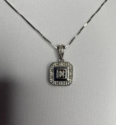 Collar de diseñador de 16,3 pulgadas de oro blanco de 14K sobre diamantes de plata de ley para mujer Foto 1 de 4