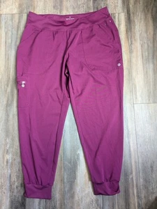 Beyond Scrubs 5 Pocket Pants Women Petite Large Burgundy Wine Medical Pull on - Picture 1 of 4