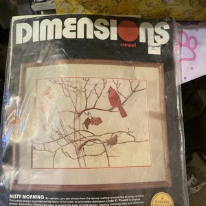 Vintage 1985 Dimensions 1294 Crewel Kit "Misty Morning" Linda K Powell Artwork - Bild 1 von 3