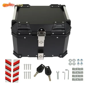 Motorcycle Top Case Tail Box Waterproof 45L Black Luggage Scooter Trunk Storage - Picture 1 of 19