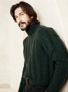 Banana Republic Herren Neu mit Etikett Alta gebürstet Kaschmir-Wolle-Seide Pullover grün 817400 - Bild 1 von 4