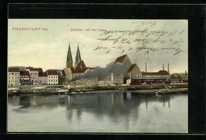 Frankfurt / Oder, Ansichtskarte, Schifffahrt auf der Oder mit Stadtblick  - Picture 1 of 2