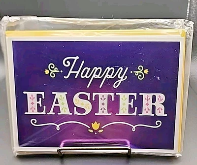 Tarjetas de felicitación y sobres de Pascua Hallmark - PÚRPURA FOIL FELIZ PASCUA Paquete de 6 Foto 1 de 2