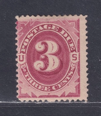 United States Scott J24 LH 1891 3¢ Claret Postage Due SCV $67.50 - Image 1 of 2
