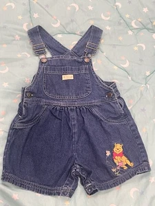 Vintage Winnie Puuh Friends To Grow Blumen Schmetterling Denim Shortall 24M - Bild 1 von 6