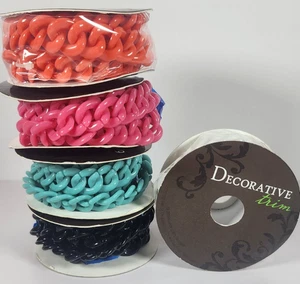 Lot Of 5 Rolls ~ Decorative Trim Acrylic Chain 4 Ft Each ~ Sewing Crafts NEW - Picture 1 of 12