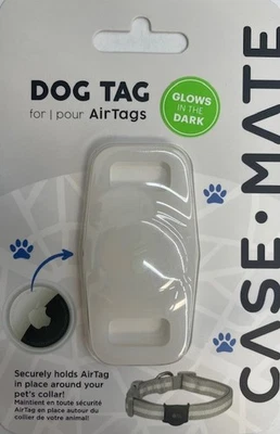 Soporte de collar de perro Case-Mate para Apple AirTag - Brilla en la oscuridad - Blanco Foto 1 de 3