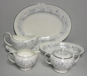 Wedgwood BELLE FLEUR 7 Piece Hostess Set PLATTER CREAMER SUGAR GRAVY VEGETABLE - Picture 1 of 2