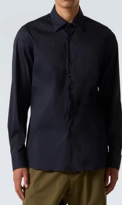 Camisa abotonada manga larga PRADA para hombre de diseñador azul marino talla 42 cuello 16-1/2 Foto 1 de 4