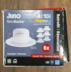 Juno 4 in. Selectable CCT LED Retrofit White Recessed Light Trim 6 Pack - Picture 1 of 5
