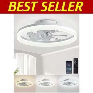 Stepless Color Temperature Ceiling Fan with 6 Speeds & Remote Control - White - Picture 1 of 9