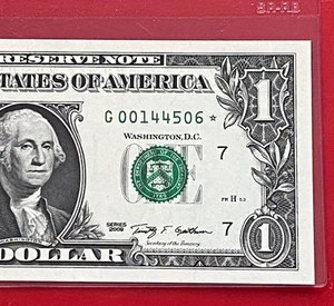 2009 Star note $1 DOLLAR BILL ( CHICAGO G) Print 1 , UNCIRCULATED - Picture 1 of 3