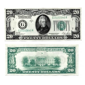 1928B $20 Federal Reserve Note - Chicago - Early Small Size  - Redeemable in Gol - Picture 1 of 6