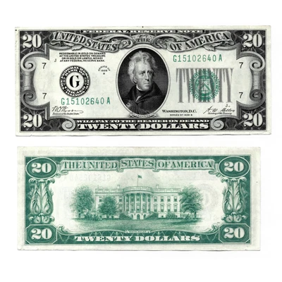 1928B $20 Federal Reserve Note - Chicago - Early Small Size  - Redeemable in Gol - Image 1 of 4