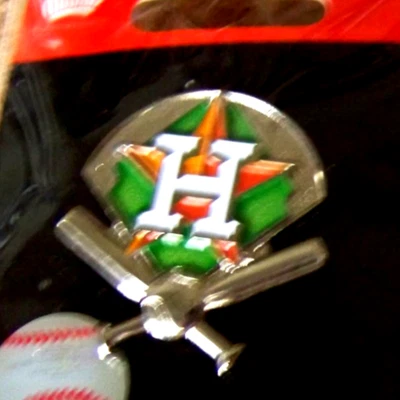2013 Houston Astros pin green field crossed bats & ball MLB FREE SHIPPING - Image 1 of 4