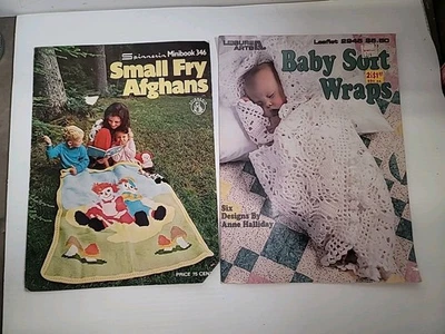 Lot Of 2 Baby Crochet Patterns Baby Soft Wraps &Small Fry Afghans  - Image 1 of 4