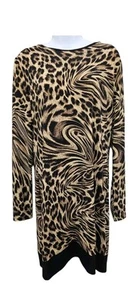 Michael Kors Mini Abito Cambio Manica Lunga Stampa Animalier Leopardato Festa Marrone Grande - Foto 1 di 10