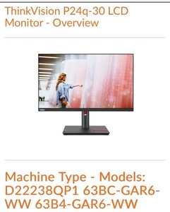 Lenovo ThinkVision P24q-30 LED Monitor - QHD - 23.8" - QHD (2560 x 1440) - 60 Hz - Picture 1 of 7