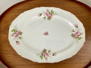 "Plato para servir ovalado de cerámica Canonsburg rosas rosas rosadas grandes ~ 15 1/2""" - Imagen 1 de 9