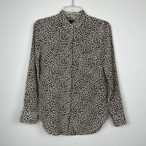 Neu mit Etikett J. Crew Leopard Druck Seidenhemd J8152 Damen Größe 2 - Bild 1 von 8