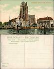 Postkaart Dordrecht Groote Kerk. Bomkade 1909
