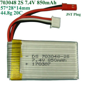 New 703048 2S 850mAh 7.4V JST Plug 20C Battery For Udi U829 U829A U829X RC Drone