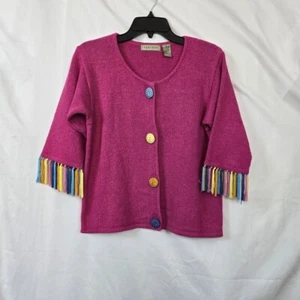 Inspiriert von Belle Pointe rosa Häkel Knopf Quaste Ärmel Strick Pullover M Vintage - Bild 1 von 7