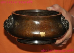 6" China Antigua dinastía bronce fengshui cabeza animal quemador de incienso incensario estatua - Imagen 1 de 8