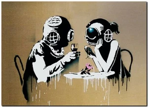 BANKSY STREET ART CANVAS PRINT Think Tank 24"X 32" stencil poster #2 - Picture 1 of 1