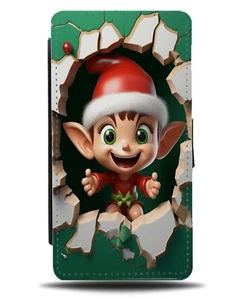 Estuche tipo billetera abatible Happy Elf Bursting Through Wall Elfos Divertido Navidad DC85 - Imagen 1 de 3