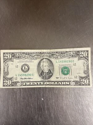 1995 $20 Twenty Dollar Bill Rare Federal Reserve Note Vintage Miscut - Image 1 of 4