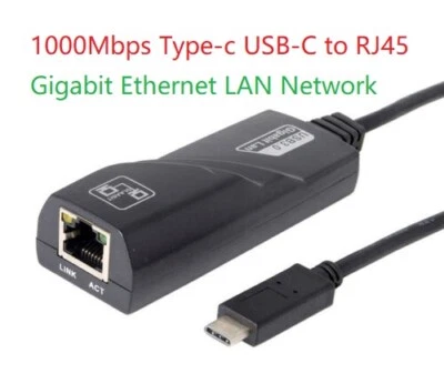 USB-C/TYPE-C to RJ45 Gigabit Ethernet LAN Network Adapter Cable 10/100/1000MBPS - Image 1 of 4